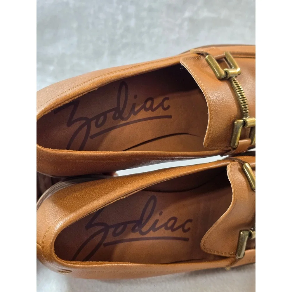 Zodiac Gemma Loafer‎ Block Heel Buckle Brown Leather Women's Size 10M